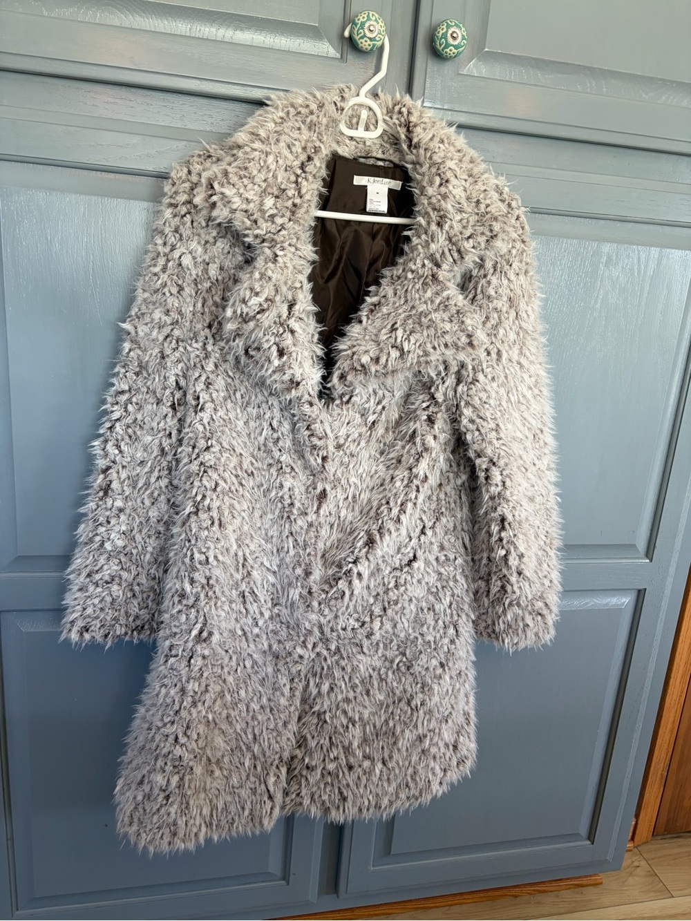 K Jordan Gray Faux Fur Teddy Coat